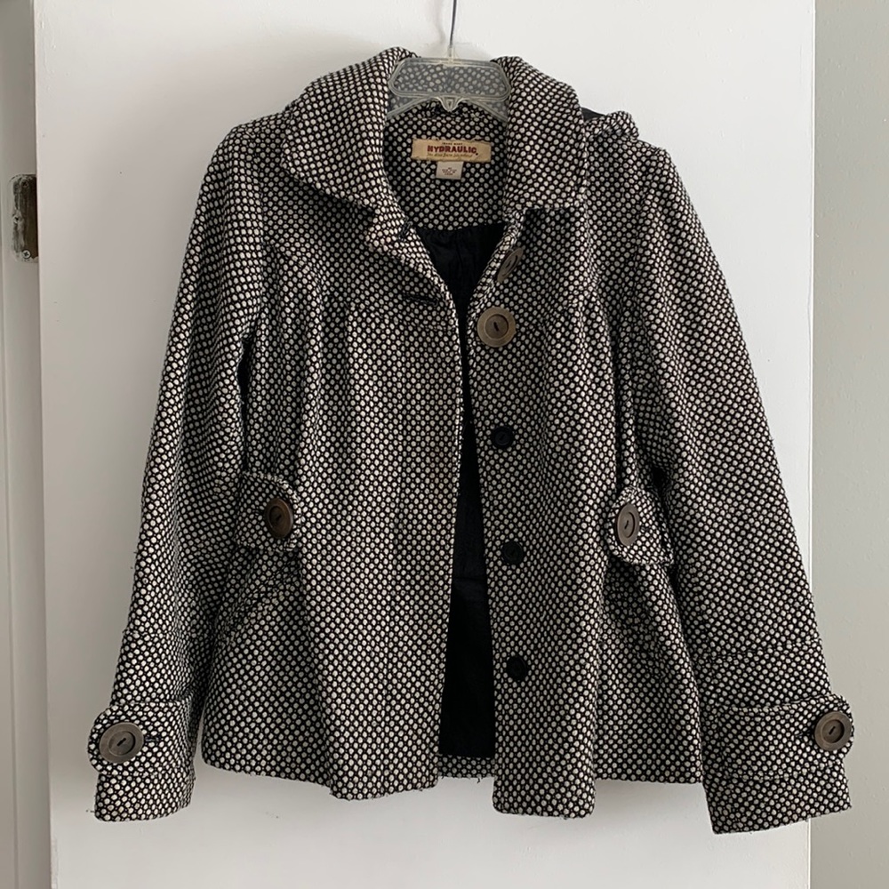 Black & Cream Women’s Wool Coat